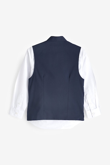 Navy Blue Nehru Collar Waistcoat & Shirt Set (3-16yrs)
