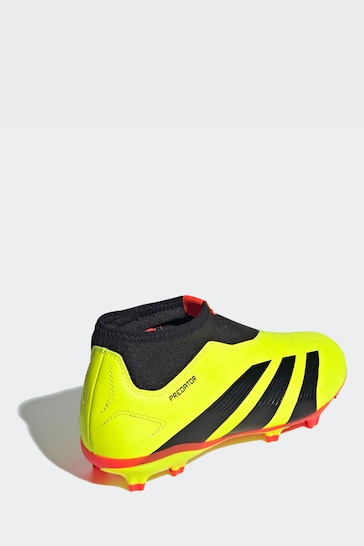 adidas Yellow Football Predator 24 League Laceless Firm Ground Kids Boots