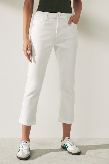 White Cropped Slim Jeans