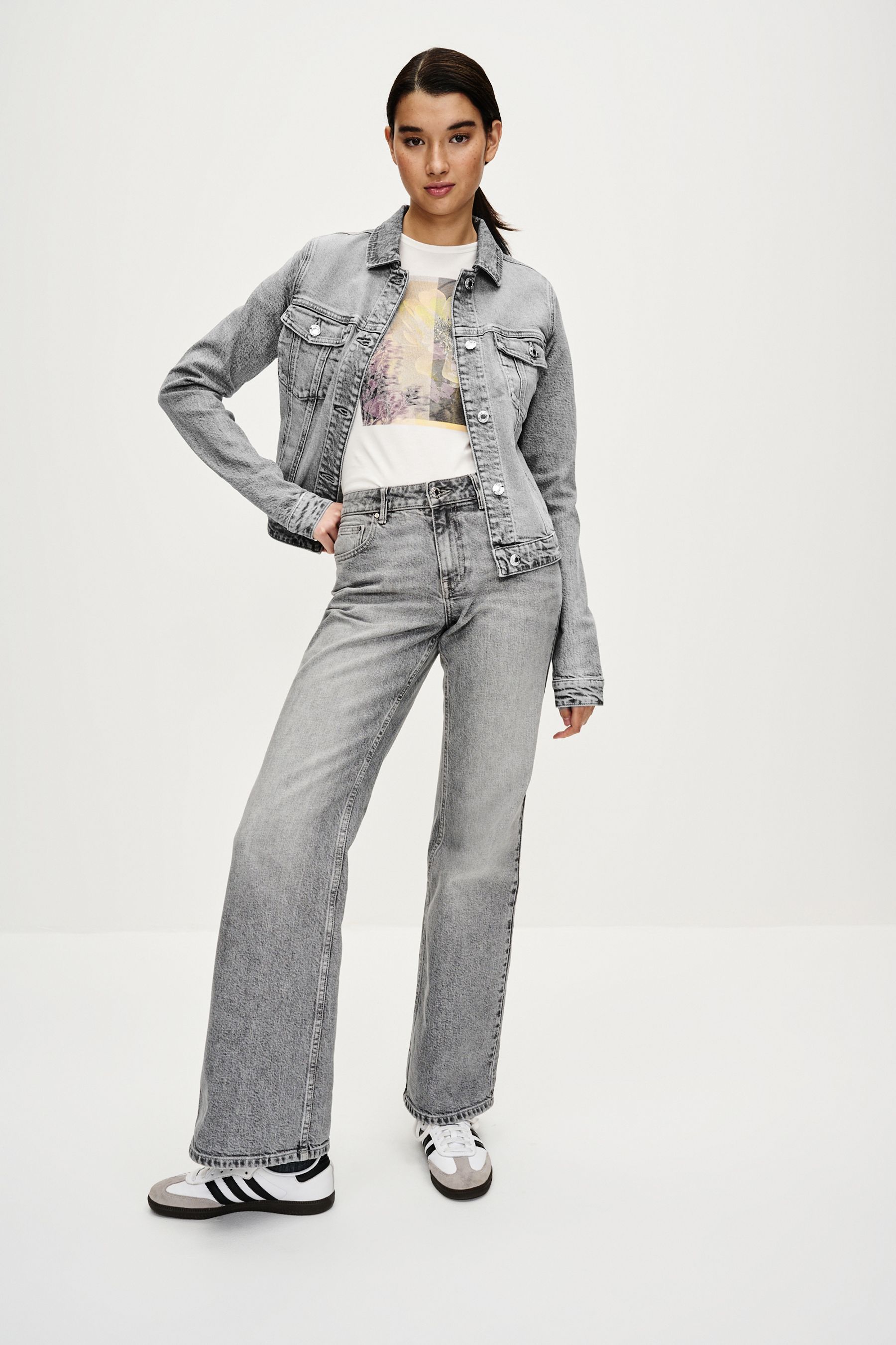 Buy Grey Cropped Denim Jacket from the Next UK online shop
