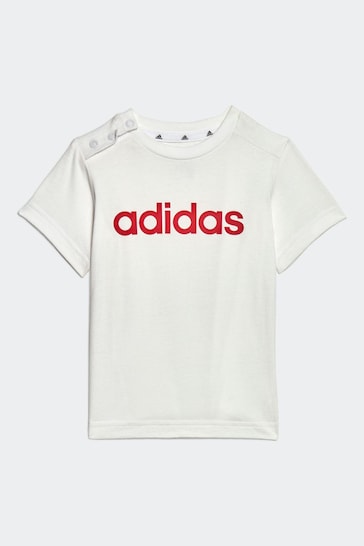 adidas Black/White Sportswear Essentials Lineage Organic Cotton T-Shirt And Shorts Set
