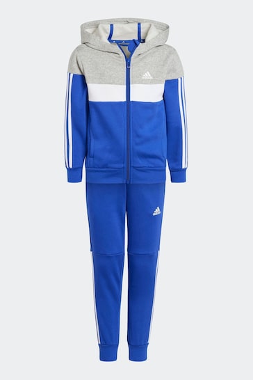 adidas Blue Sportswear Tiberio 3-Stripes Colorblock Fleece Tracksuit Kids