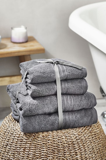 Charcoal Grey 4 Piece 100% Cotton Towel Bale