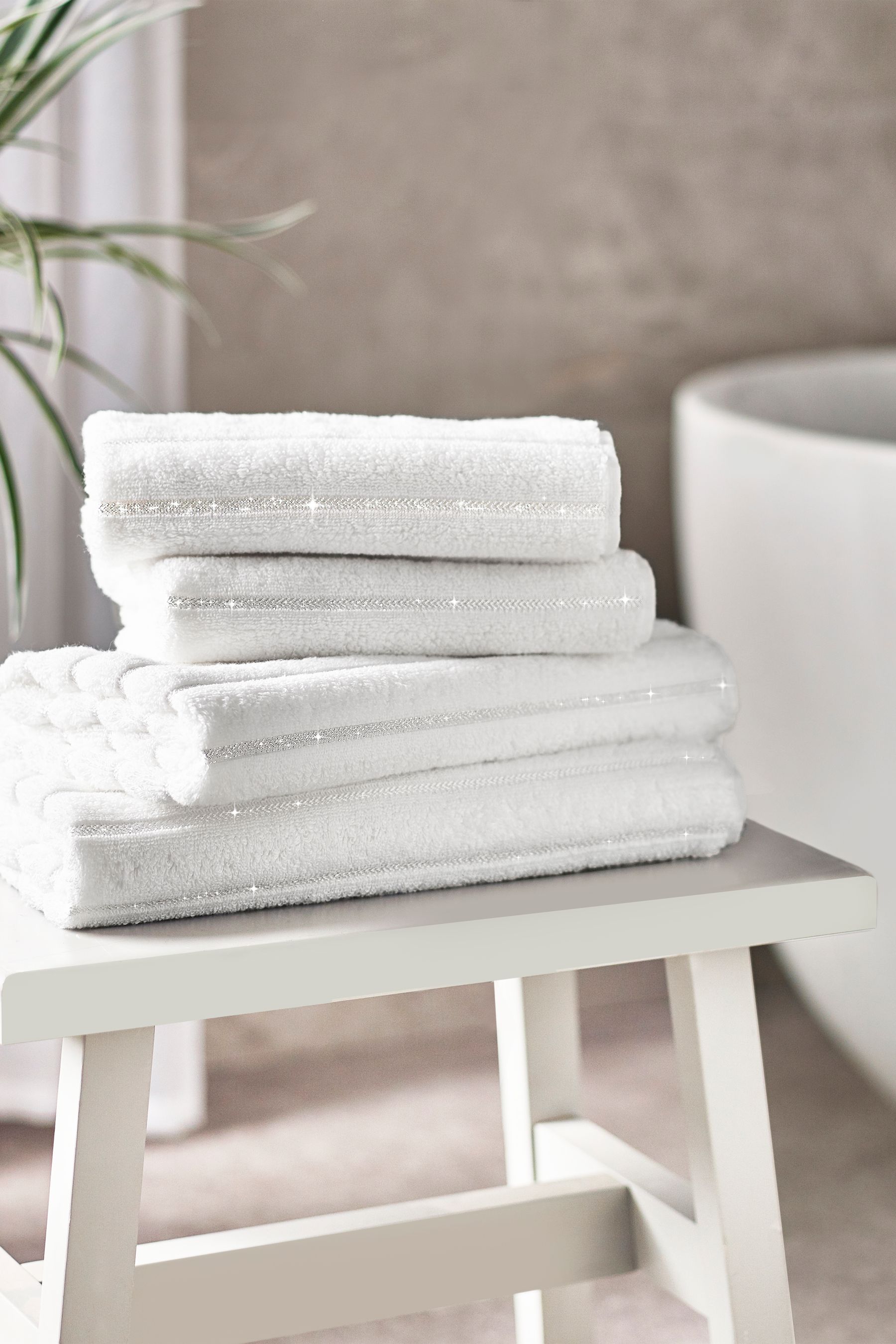 Buy White Sparkle Rib Towel from the Next UK online shop