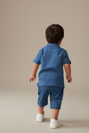Blue 2pc Zip Polo Shirt and Shorts Set (3mths-7yrs)
