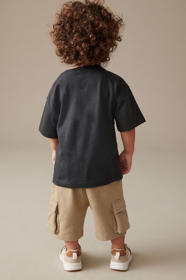 Tan Brown/Grey Utility Bumbag Short Sleeve T-Shirt & Shorts Set (3mths-7yrs)