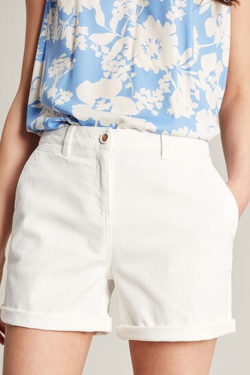 Joules Cruise White Mid Thigh Length Chino Shorts