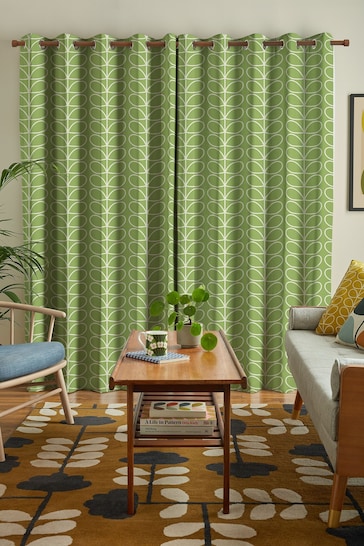 Orla Kiely Chalky Green Jumbo Linear Stem Made to Measure Curtains