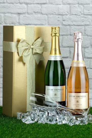 Le Bon Vin Brut and Rose Sparkling Saumur Wine Du Gift Boxed
