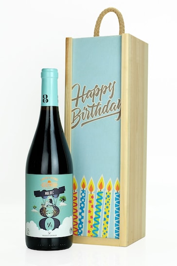 Le Bon Vin Happy Birthday Malbec Wooden Boxed Wine Gift