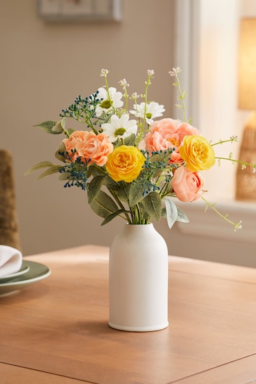 Multi Artificial Spring Floral In Ceramic Vase