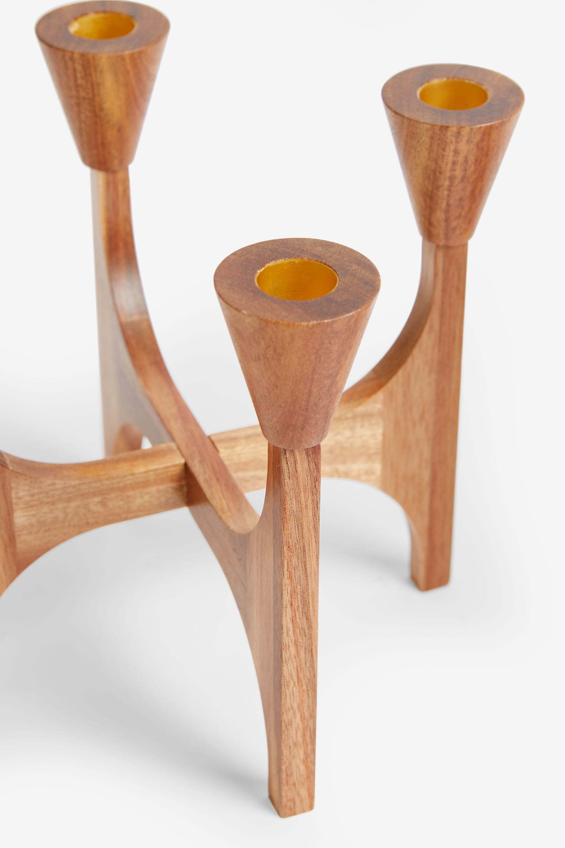 Brown Wooden Tapered Candelabra Candle Holder