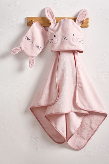 Pink Bunny Newborn Cotton Hooded Baby Towel