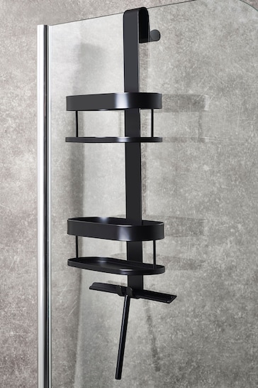 Black Oslo Shower Caddy and Shower Wiper
