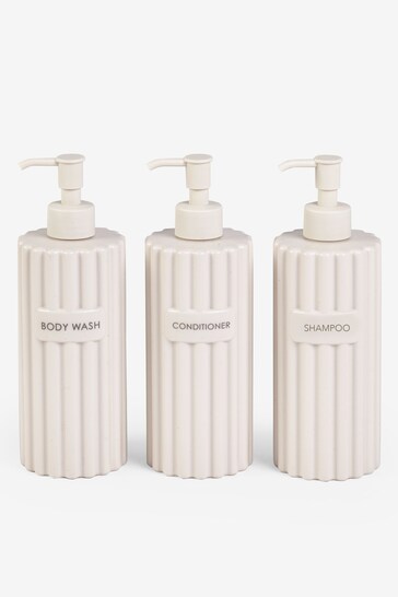 Set of 3 Natural Rib Reusable Dispenser Bottles