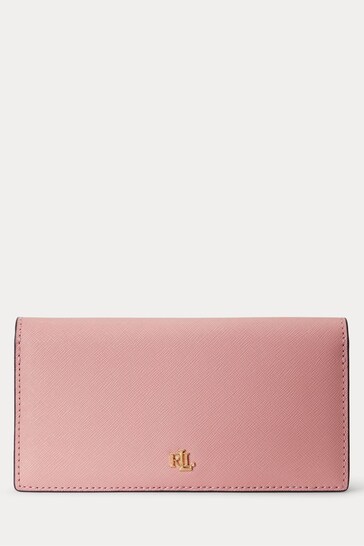 Buy Lauren Ralph Lauren Pink Purses Cross-hatch Leather Slim Wallet ...