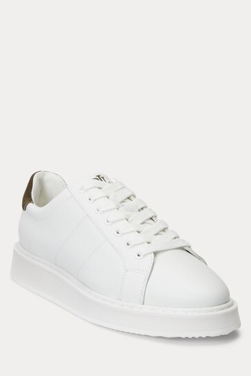 Lauren Ralph Lauren Angeline IV Leather Suede White/Green Sneakers