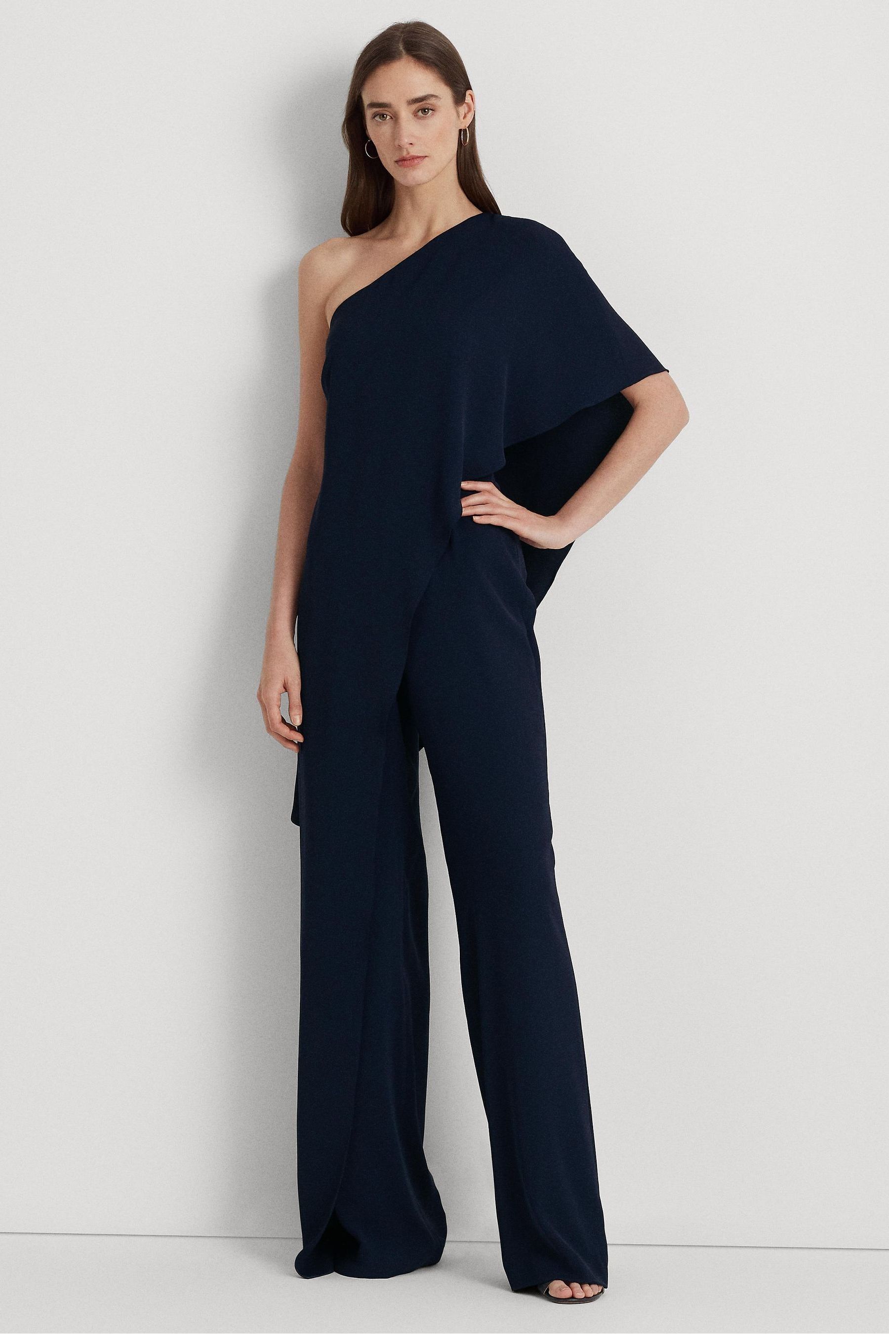 Buy Lauren Ralph Lauren April Cape One Shoulder Jumpsuit from the