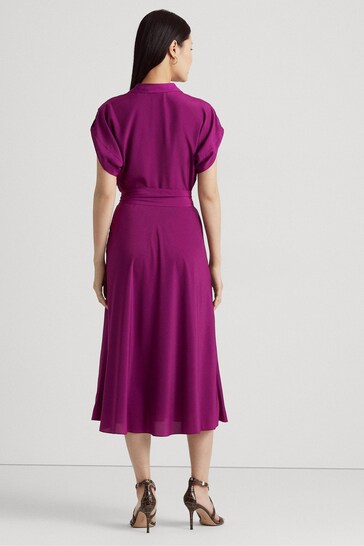Lauren Ralph Lauren Purple Fratillo Belted Crepe Dress