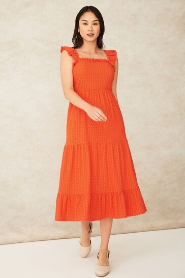 F&F Orange The Edit Kelly Brook Broderie Midi Dress
