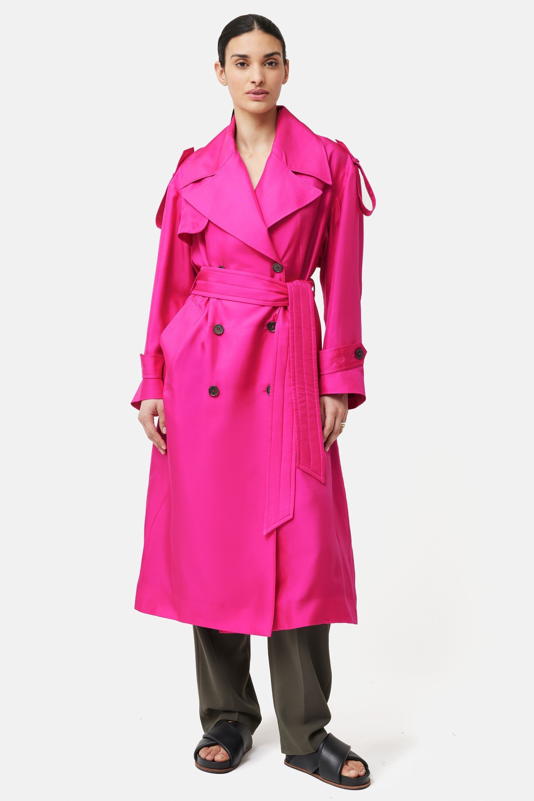 Jigsaw Pink Silk Trench Coat
