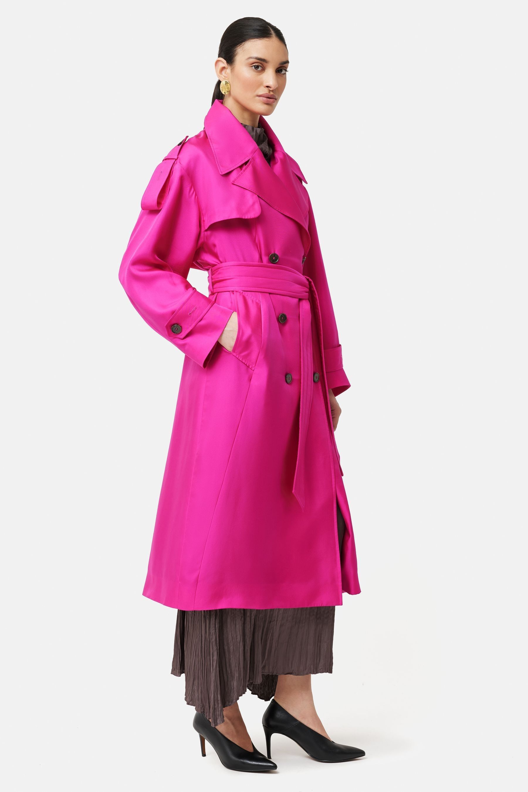 Silky sale trench coat
