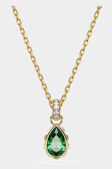 Swarovski Gold Stilla Crystal Pear-Cut Pendant Necklace