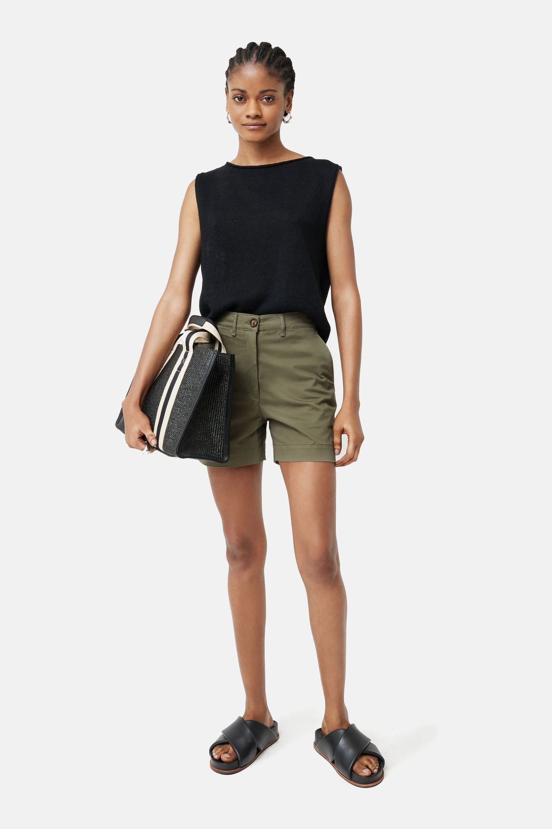 Jigsaw Green Cotton Chino Shorts