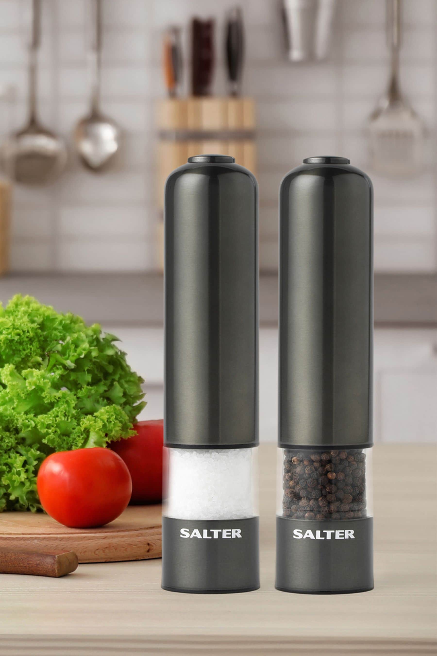 Buy Salter Silver Rechargeable Salt And Pepper Mills With USB from