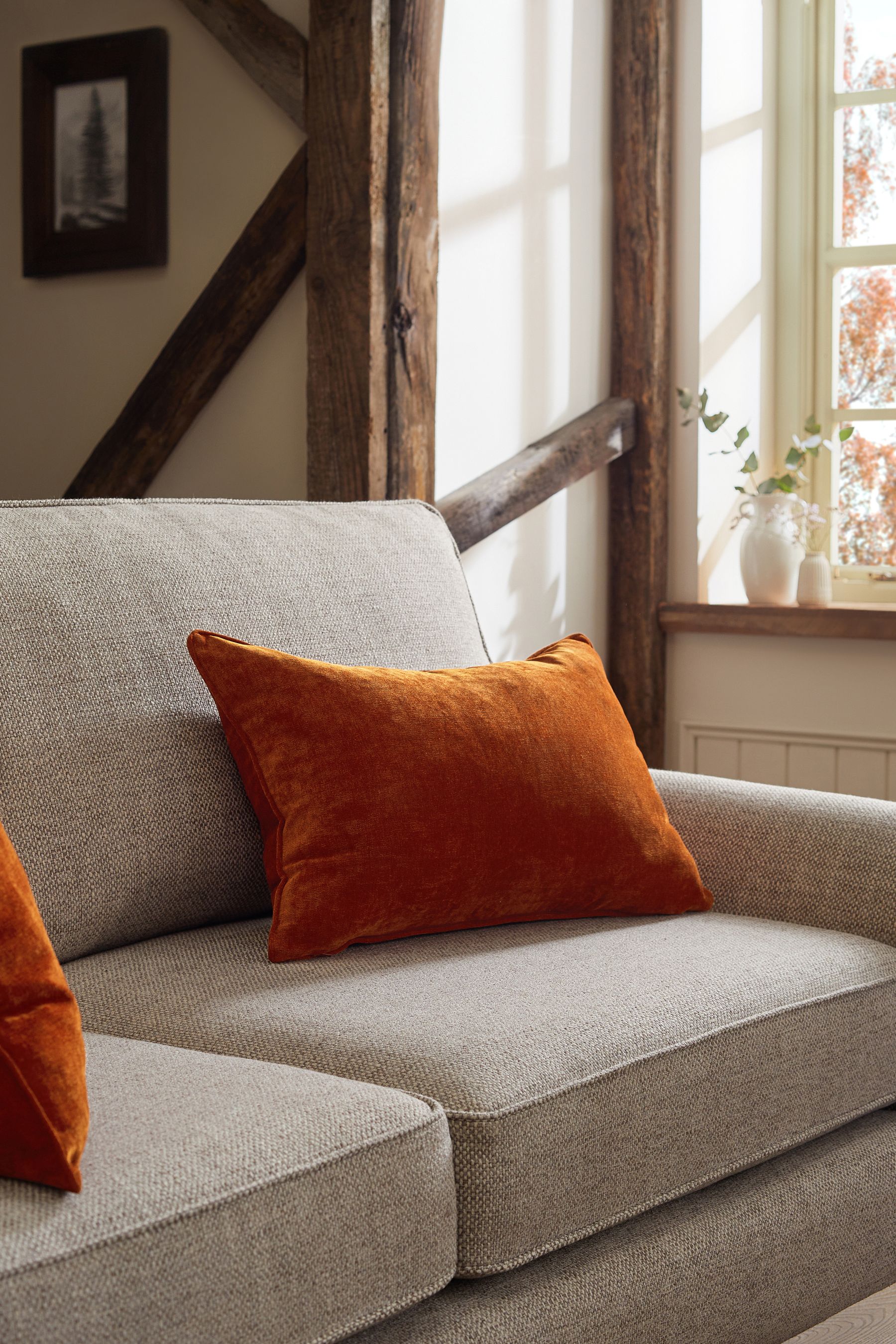 Buy Burnt Orange 40 x 59cm Soft Velour Cushion from the Next UK