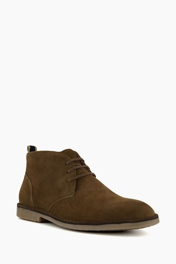Dune London Brown Chrome Cashed Chukka Boots
