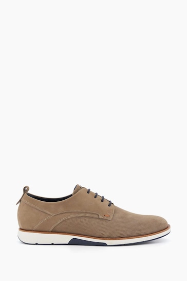 Dune London Beige Punched Plain Barnabey Derby Shoes