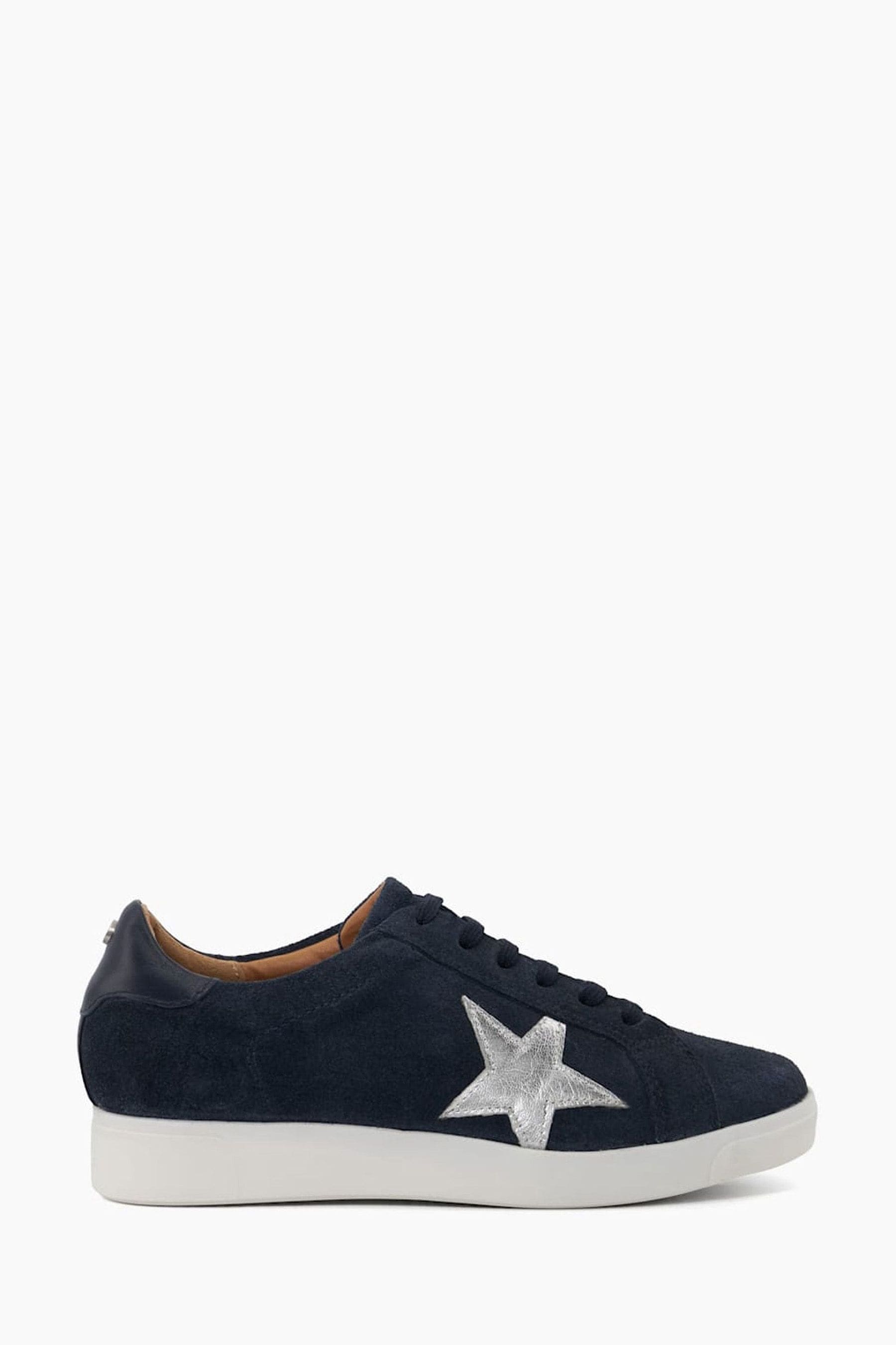 Buy Dune London Blue Edriss Star Motif Lace Up Trainers from the