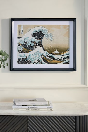 Blue Hokusai Great Wave off Kanagawa Framed Print Wall Art