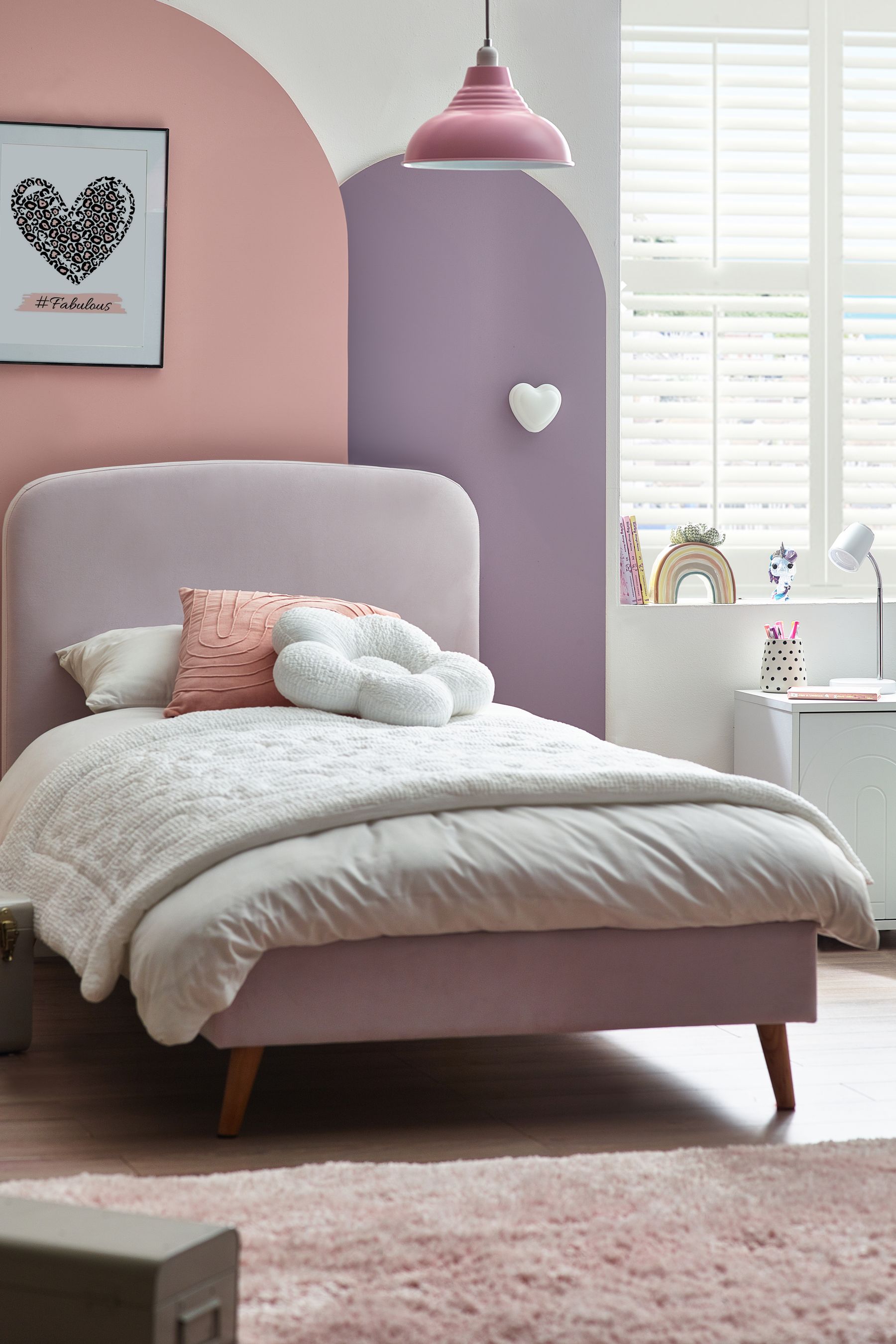 Lilac upholstered new arrivals bed
