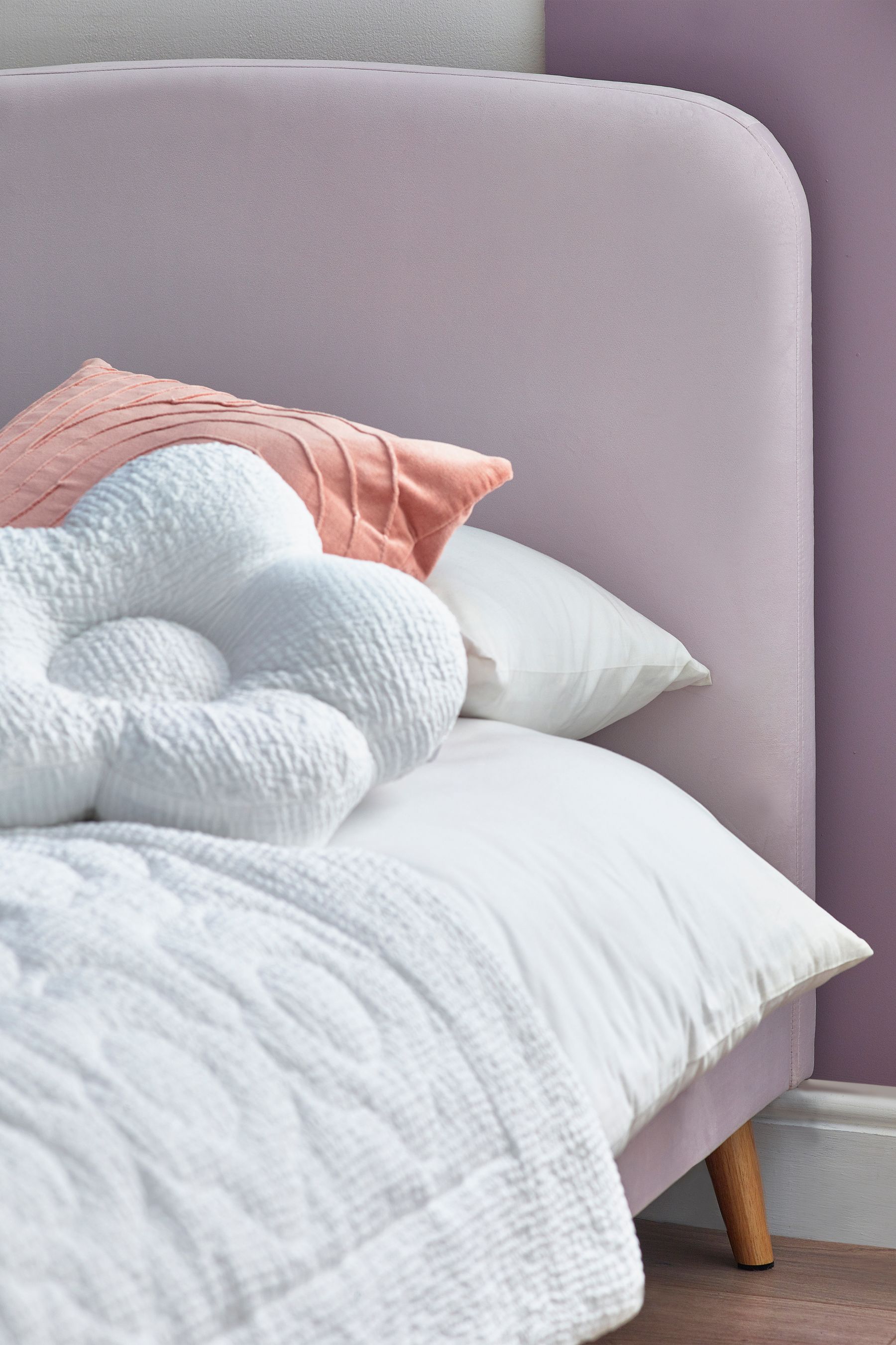 Purple upholstered discount bed frame