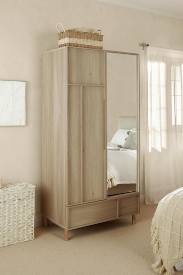 Mid Natural Finsbury Double, 1 Drawer Wardrobe
