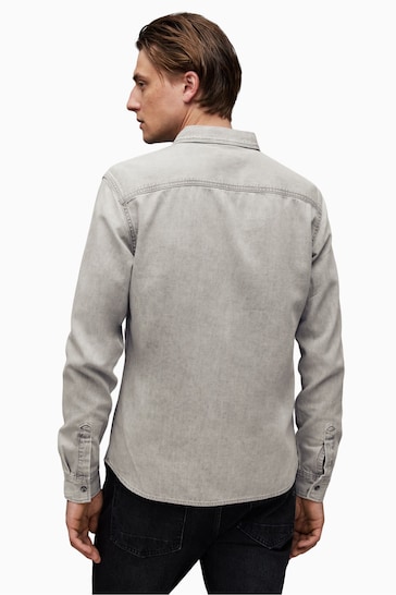 AllSaints Grey Gleason Long Sleeve Shirt