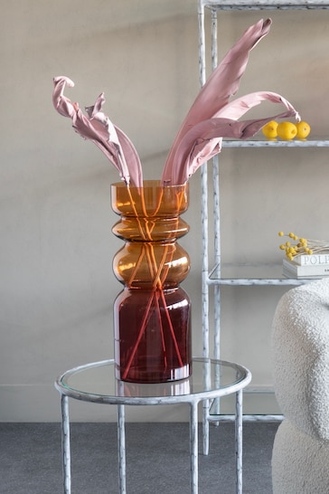 Libra Interiors Orange Elise Dusk Tones Ombre Large Glass Vase