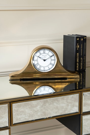 Libra Brass Retro Carriage Mantel Clock