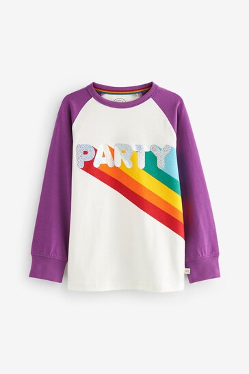 Little Bird by Jools Oliver Purple Party Metallic Long Sleeve Colourful T-Shirt