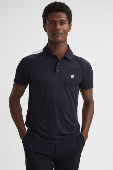 Reiss Navy/White Camberley Golf Airtech Slim Fit Polo Shirt