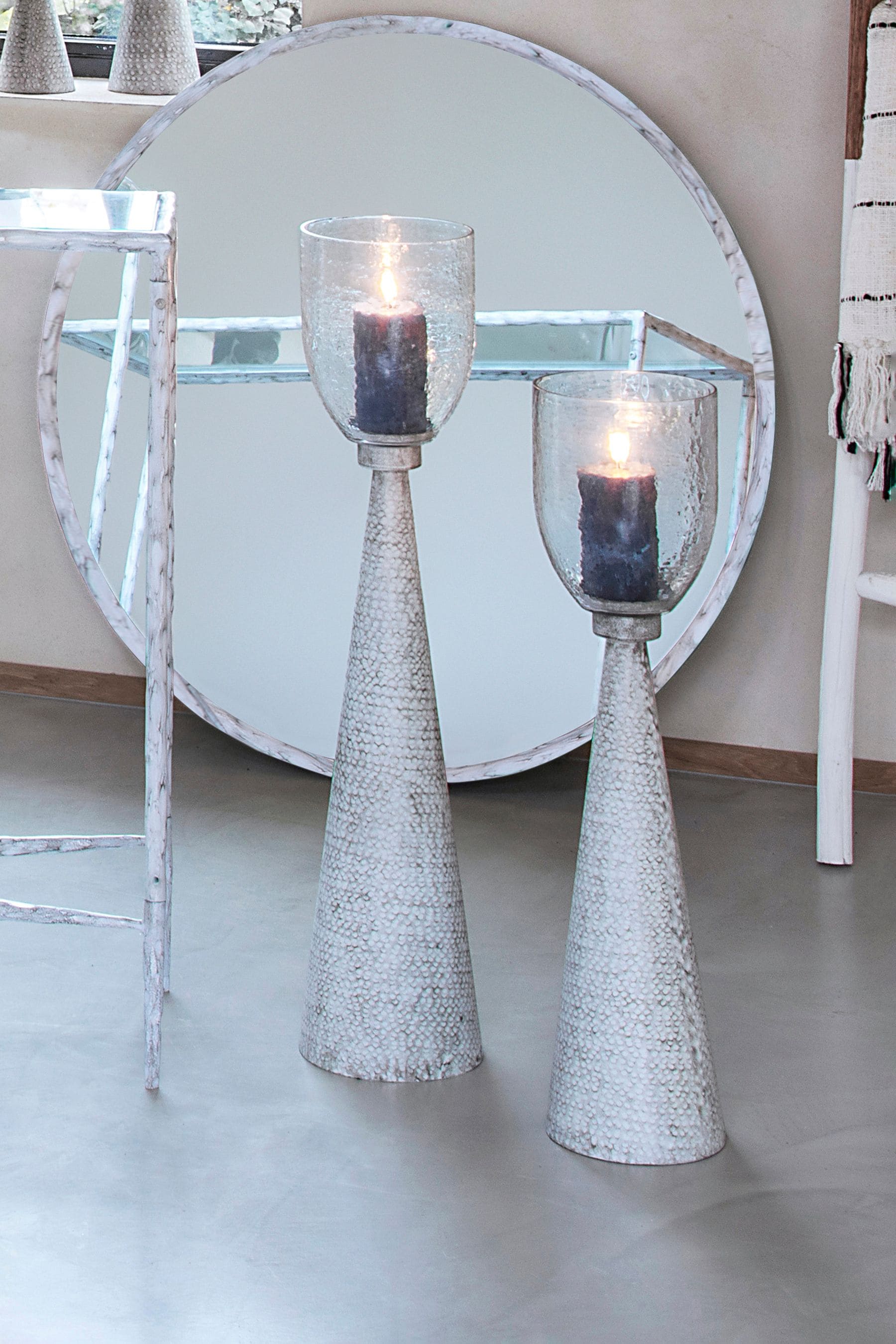 Buy Libra White Sandbanks Small Hurricane Floor Lantern from the