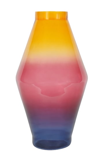 Libra Interiors Red Elise Tropical Sunset Ombre Large Glass Vase