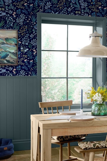 Joules Navy Blue Holcombe Floral Wallpaper