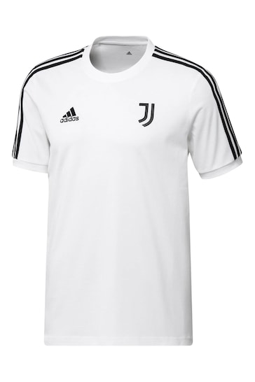 adidas White Juventus DNA 3 Stripe T-Shirt