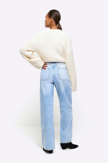 River Island Light Wash 90s Straight High Rise Jeans