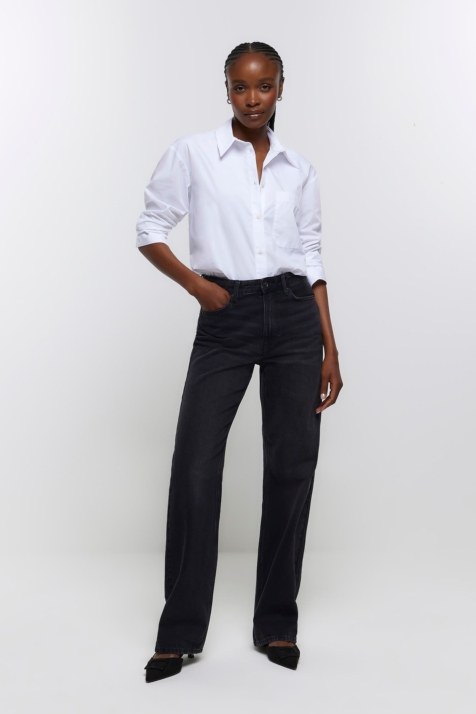Buy River Island Black 90s Straight High Rise Jeans from the Next