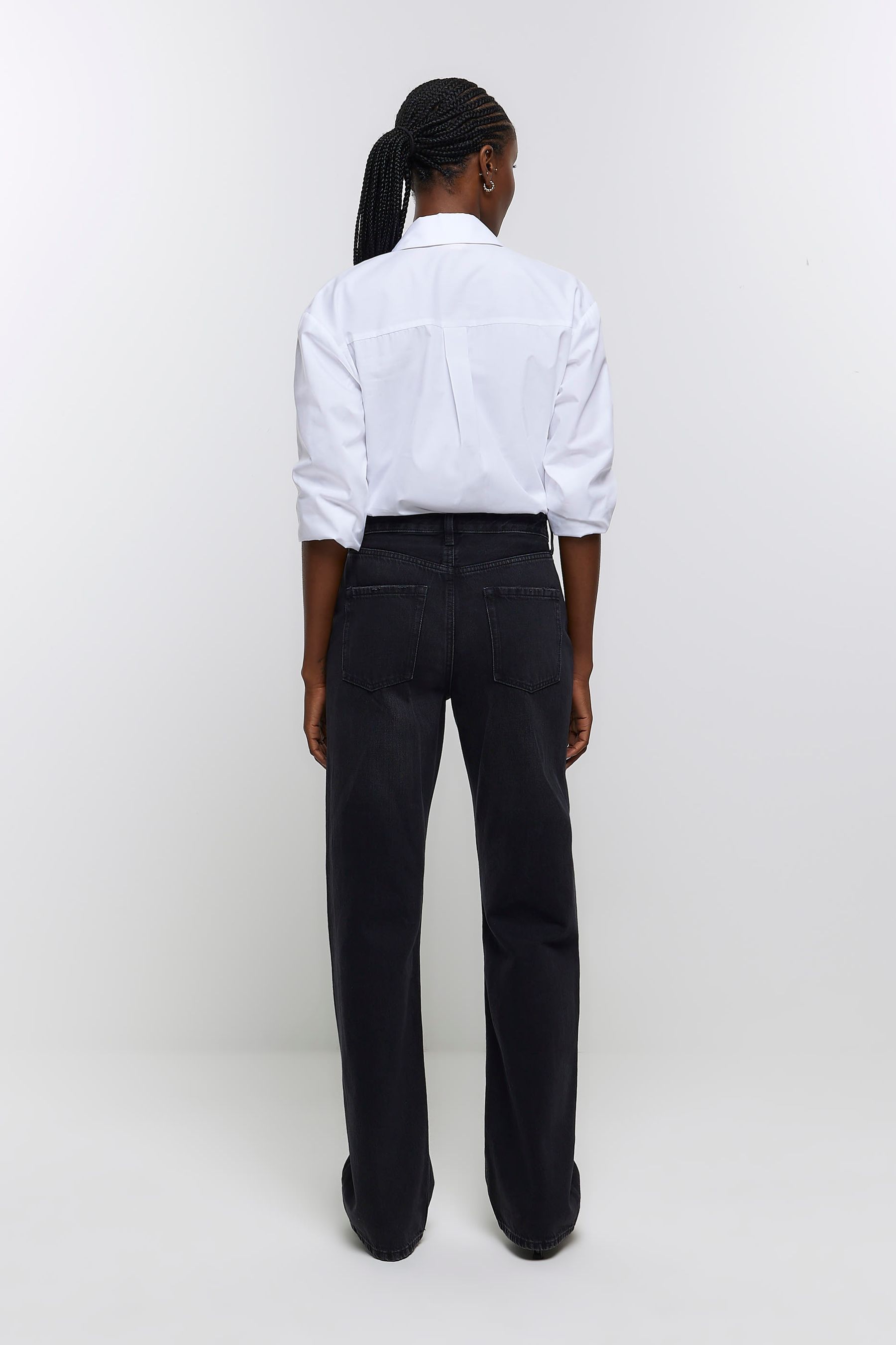 High waisted sales straight black jeans