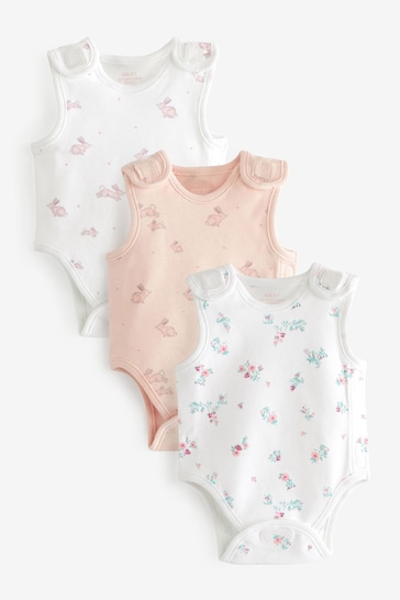 Pink Premature Baby Vest Bodysuits 3 Pack